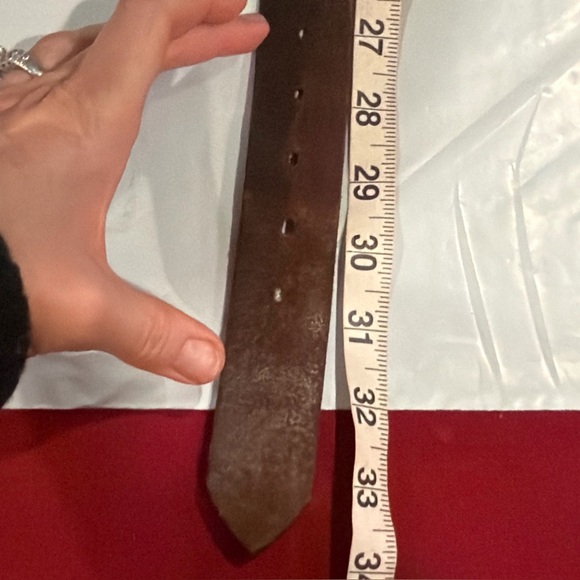 Levi’s Brown Belt Silver Heart Logo Med Vintage Full Grain Leather Made USA 2034 - Picture 4 of 16